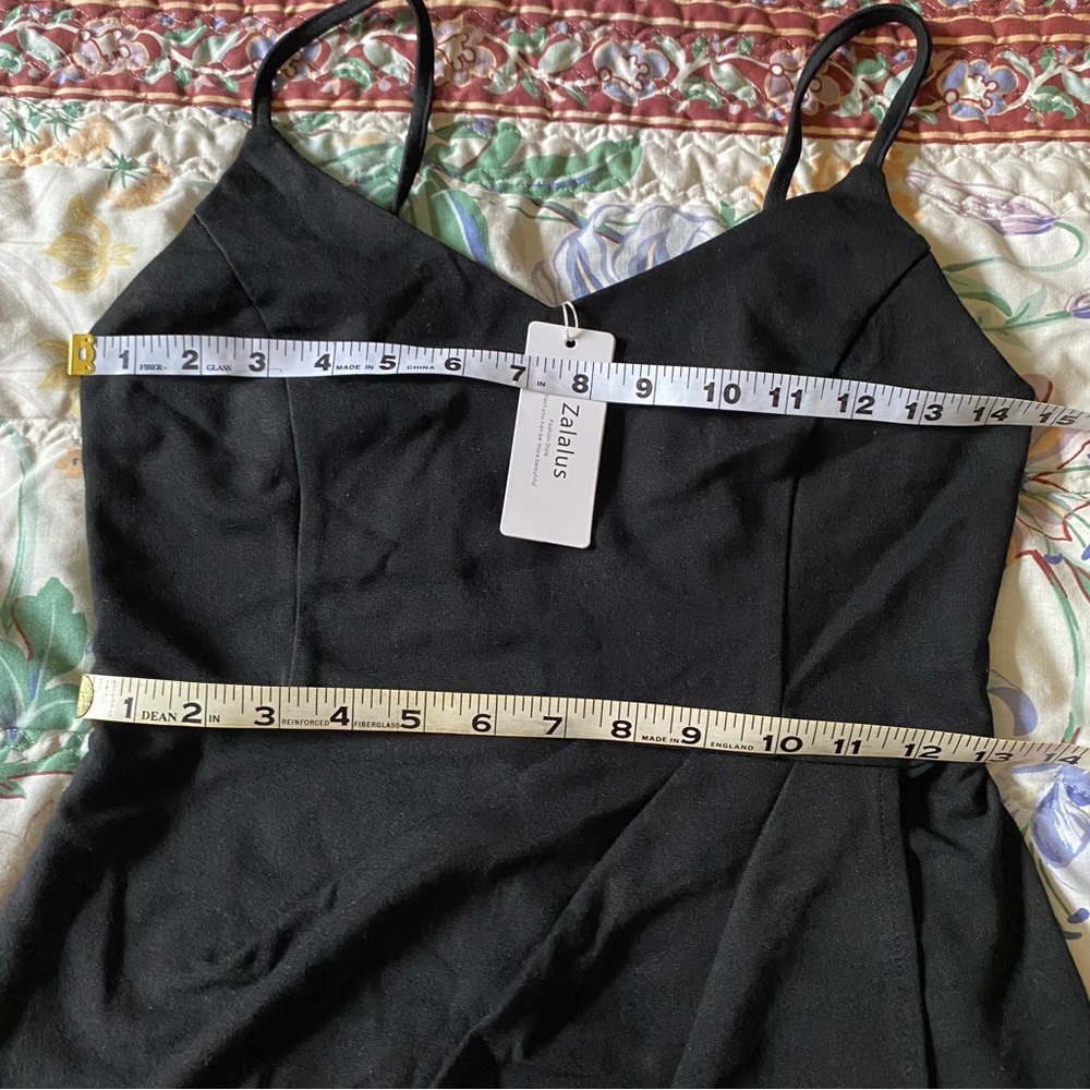 Zalalus NWT Black Tank adjustable straps Dress with faux Wrap Skirt Size S - Picture 2 of 10